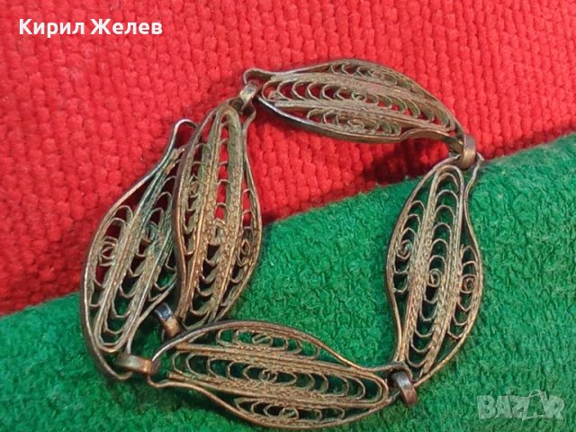 СТАРИННА ФЛОРАЛНА ФИЛИГРАННА МЕДНА ГРИВНА с ДЕБЕЛО СРЕБЪРНО ПОКРИТИЕ РЪЧНА ФИНА ИЗРАБОТКА 44285, снимка 5 - Антикварни и старинни предмети - 45500886