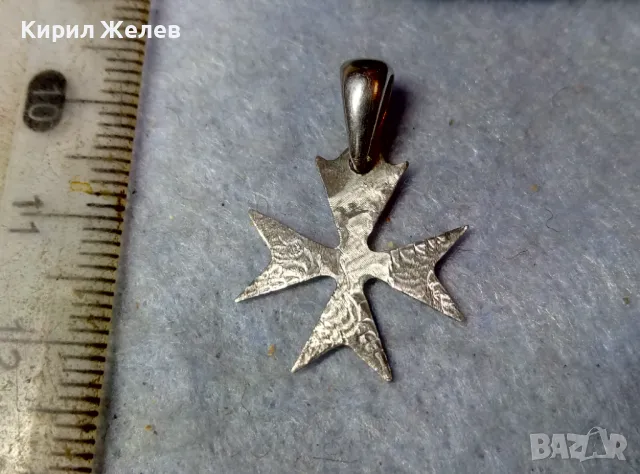 АРИСТОКРАТИЧЕН РИЦАРСКИ СТИЛ ПЕНДАНТ СРЕБЪРЕН МАЛТИЙСКИ КРЪСТ СРЕБРО 925 с БЯЛА ПОЗЛАТА 49147, снимка 8 - Колиета, медальони, синджири - 48938375