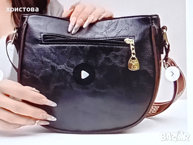 Кожена чанта с цвете, снимка 4 - Чанти - 52899018