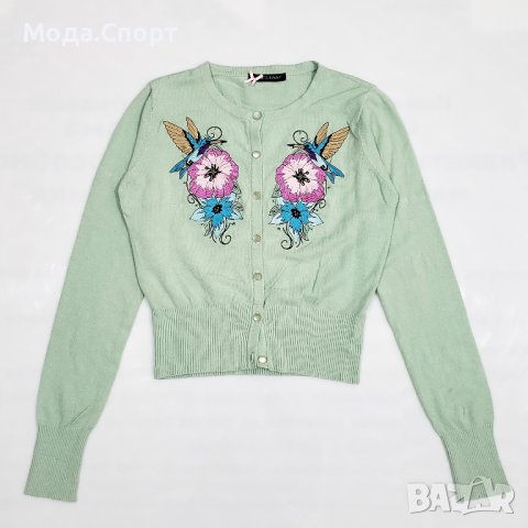 Hell Bunny Скъсена Бродирана Жилетка Блуза Пуловер (S)