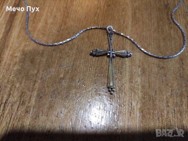 Сребърен синджир с кръст (107), снимка 1 - Колиета, медальони, синджири - 39286936