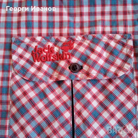 %SALE! КАТО НОВА JACK WOLFSKIN Size M оригинална карирана риза с къс ръкав Джак Улфскин Plaid Shirt, снимка 3 - Ризи - 54350899