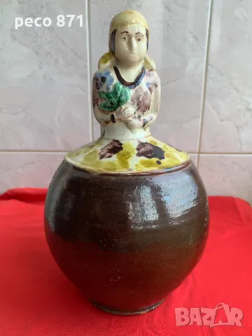 Стара сватбарска стомна момиче с цвете, снимка 2 - Други ценни предмети - 49600715