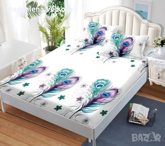 Чаршаф с ластик и 2 калъфки , снимка 12 - Спално бельо - 52800216