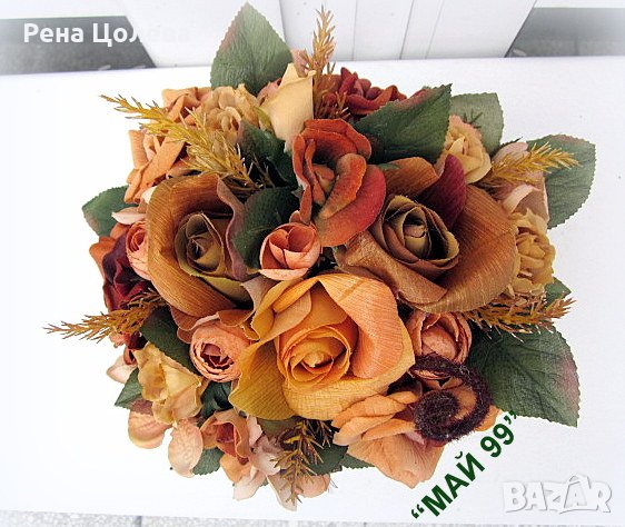 Икебана с рози от кадифе, снимка 3 - Подаръци за жени - 39430516