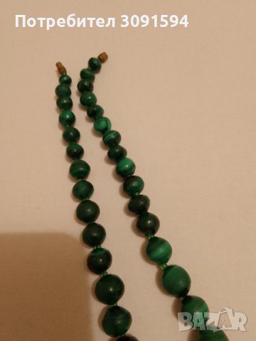 ОГЪРЛИЦА ОТ ЕСТЕСТВЕН ПОЛУСКЪПОЦЕН КАМЪК малахит, снимка 2 - Антикварни и старинни предмети - 42183210