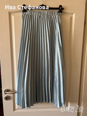  Нова елегантна ежедневна дълга небесно синя плисирана плисе  пола солей , снимка 2 - Поли - 51801222