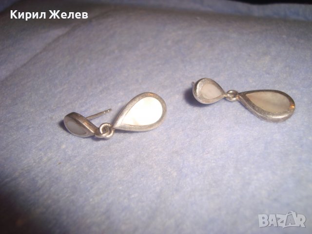 ВИНТИДЖ СРЕБЪРНИ СЕДЕФЕНИ АР НУВО ОБЕЦИ СРЕБРО 925 АНГЛИЯ РЪЧНА ЮВЕЛИРНА ИЗРАБОТКА 27169, снимка 6 - Обеци - 36817705