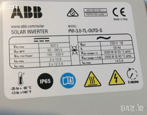 Соларен инвертор ABB PVI-3.0-TL 3600W еднофазен, снимка 3 - Други инструменти - 39712961