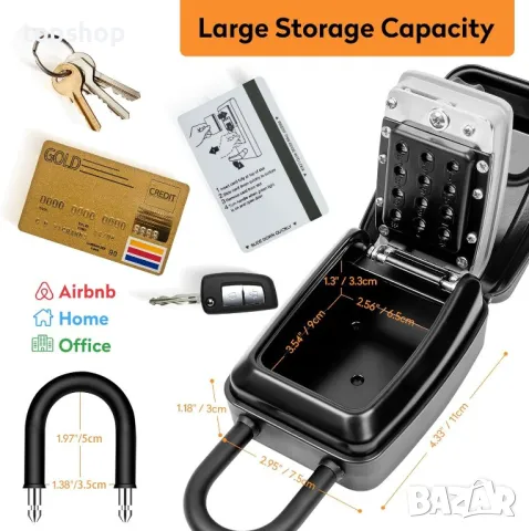 BEETRO Външна кутия за заключване 12-цифрена с бутон, Airbnb, снимка 6 - Други стоки за дома - 50355214