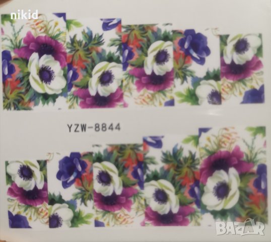 YZW-8844 свежи цветя татос слайдер ваденки водни стикери маникюр нокти, снимка 1 - Продукти за маникюр - 30913097