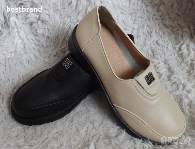 Обувки еко кожа, бежови и черни, код 203/ББ1/30, снимка 2 - Дамски ежедневни обувки - 42273025