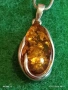 Сребърно колие с висулка от БАЛТИЙСКИ КЕХЛИБАР цвят коняк майсторска ръчна изработка 30867, снимка 7