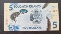 Банкнота. Соломонови острови. 5 долара. 2019 година. Полимер., снимка 2