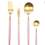 Комплект прибори за хранене от 24 части с луксозен дизайн и магнитна кутия в златисто и розово, снимка 3