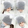 Нова весела топла мека плетена шапка за деца 1-5 години Сива, снимка 2
