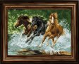 гоблен"КОНЕ В ГОЛОП"-д42;размери/48-35/см.25цв., снимка 1