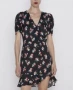 Нова черна флорална мини рокля Zara, размер XS, снимка 15