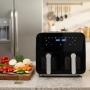 Двоен фритюрник с горещ въздух Cheffinger 9 л  с дигитален дисплей, стъклен прозорец и 360° циркулац, снимка 2