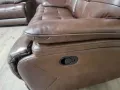 Кафяв кожен комплект дивани две двойки La-z-boy, снимка 8