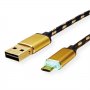 Кабел USB2.0 A-Micro B, M/M, 1m, Gold SS301113