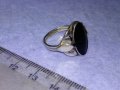 Старинен СКЪПОЦЕНЕН ФЛОРАЛЕН СРЕБЪРЕН РЕТРО АРТ НУВО ПРЪСТЕН ВИСОКА ПРОБА СРЕБРО с ЧЕРЕН ОНИКС 30173, снимка 11