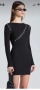 Черна еластична рокля с декоративни метални детайли, снимка 3