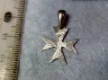АРИСТОКРАТИЧЕН РИЦАРСКИ СТИЛ ПЕНДАНТ СРЕБЪРЕН МАЛТИЙСКИ КРЪСТ СРЕБРО 925 с БЯЛА ПОЗЛАТА 49147, снимка 8