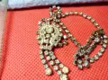 ПОСРЕБРЕНА РЕТРО МЕДНА ОГЪРЛИЦА с ФАСЕТИРАНИ ИСКРЯЩИ БОХЕМСКИ КРИСТАЛИ 47450, снимка 3