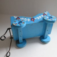 Синя дървена каручка, съд, играчка, украса, снимка 8 - Други - 31812271