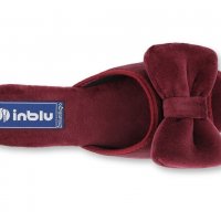 INBLU Луксозни италиански домашни чехли с ефектна пандела, Бордо, снимка 2 - Пантофи - 35607435