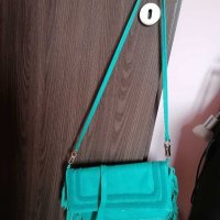 ANTONELLO SERIO дамска чанта, естествена кожа, ресни, петролено-синьо , снимка 2 - Чанти - 30319789