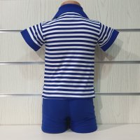 Ново детско моряшко комплектче: тениска с яка и котва + шорти 12-18 месеца, 18-24 месеца, снимка 3 - Комплекти за бебе - 33852656