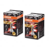 H7 Халогенни крушки за фар Osram Night Breaker +200% 55W 12V PX26D , снимка 1 - Аксесоари и консумативи - 35127799