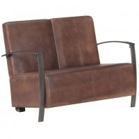 2-местен диван, състарено кафяво, естествена кожа, снимка 9 - Дивани и мека мебел - 38495019