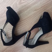 дамски черни обувки сандали на ток, снимка 2 - Дамски обувки на ток - 40620479
