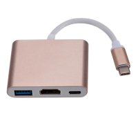 3 в 1: USB-C 3.1 (type-C ) към HDMI 2.0/USB 3.0/Type C Female адаптер, снимка 4 - Селфи стикове, аксесоари - 39100644