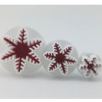 3 бр тънки снежинки снежинка пластмасови форми резци с бутало за фондан сладки украса тесто  , снимка 5 - Форми - 8698218