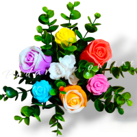 Букет от ароматни сапунени цветя в стилна метална кофичка Подходящ подарък за Осми Март, снимка 3 - Подаръци за рожден ден - 44624155