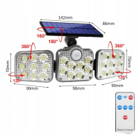 Соларна лампа 138 LED диода + сензор ВОДОУСТОЙЧИВА 3 режима 2400mAh, снимка 2 - Соларни лампи - 44554130