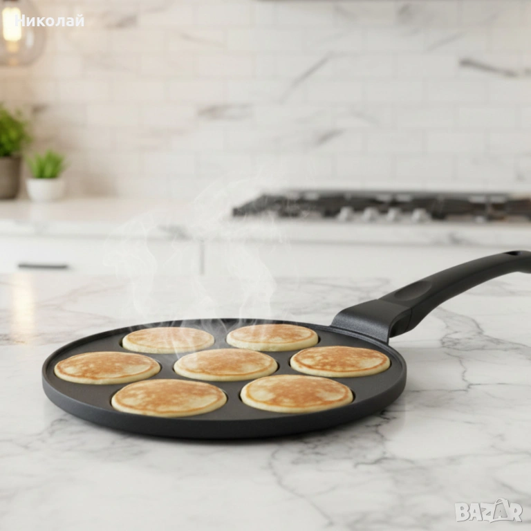 Тиган за 7 палачинки Ø28 см Cheffinger – мраморно незалепващо покритие, индукционен, снимка 1