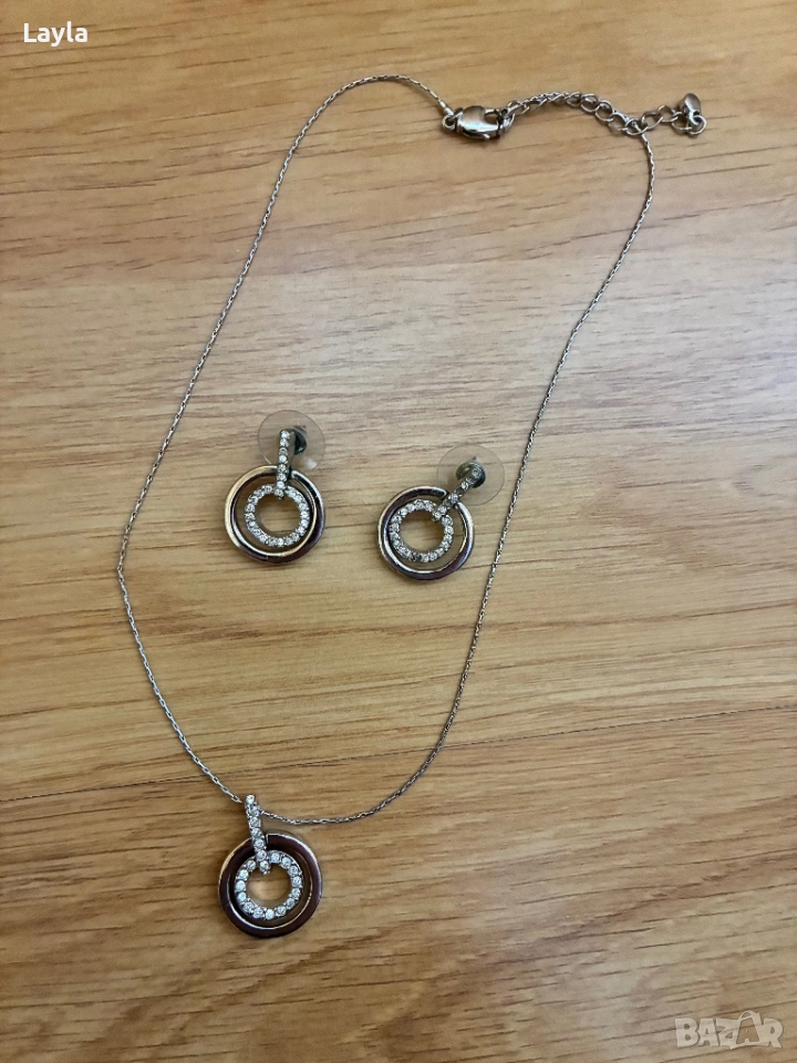 Колие и обеци Сваровски, снимка 1