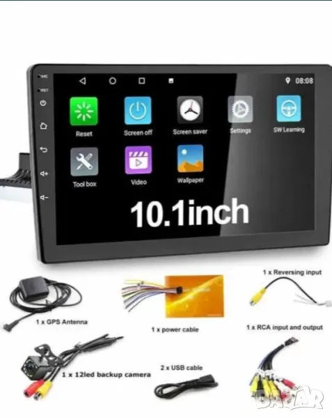 Мултимедия с GPS 10,1 Инча за кола 1 Din Android Apple Carplay 32GB, снимка 1