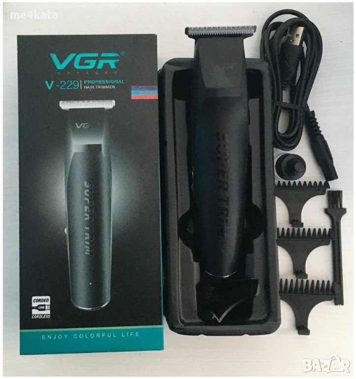 Тример за Подстригване VGR V-229 – Безжичен, С Неръждаеми Остриета и USB Зареждане, снимка 1