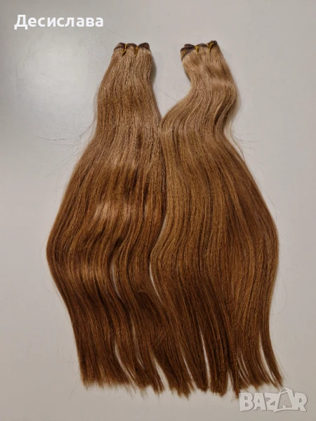 Естествена лукс кафява коса, много гъста с плътни крайща! Подходяща за трайно поставяне!, снимка 1