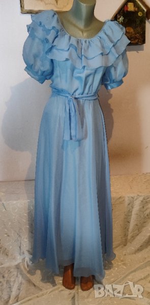 Официална дълга синя рокля р-р S, снимка 1
