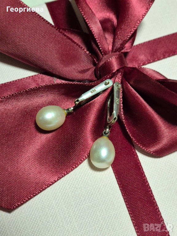 Продавам сребърни обеци с перли, снимка 1