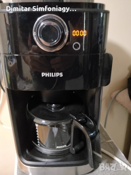 Кафемашина Philips Grind & Brew HD7769/00, 1000 W, Стъклена кана, Вградена кафемелачка, Хронометър, , снимка 1