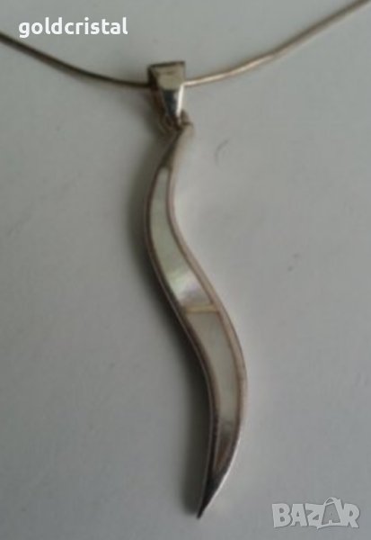 сребърен медальон с седеф, снимка 1