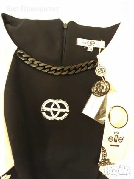 Маркова рокля POP ELITE , Италия , чисто нова с етикета, №38 , с орнаменти , камъни , апликации , снимка 1